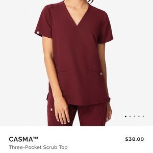 Figs Casma burgundy scrub top